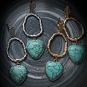 Украшения handmade. Livemaster - original item Stylish, large, lightweight Turquoise Heart earrings