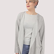 Одежда handmade. Livemaster - original item Cardigan long cotton light gray striped. Handmade.