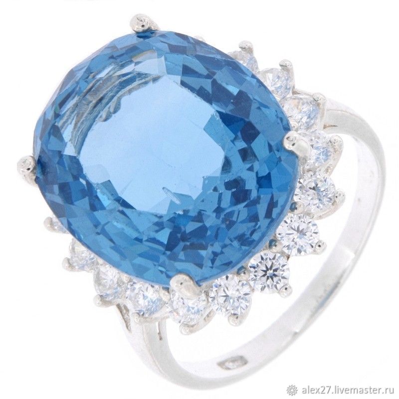 Кольцо топаз (10.3 ct), цирконы, р.17,0 серебро 925 пробы в интернет ...