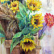 Подсолнухи - солнечный букет цветов. Картина пастелью. Графика, Картины, Санкт-Петербург,  Фото №1
