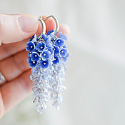 Украшения handmade. Livemaster - original item Handmade Blue Floral Cluster Earrings. Handmade.