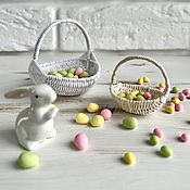 Куклы и игрушки handmade. Livemaster - original item Mini dollhouse basket and 24 Easter eggs miniature. Handmade.