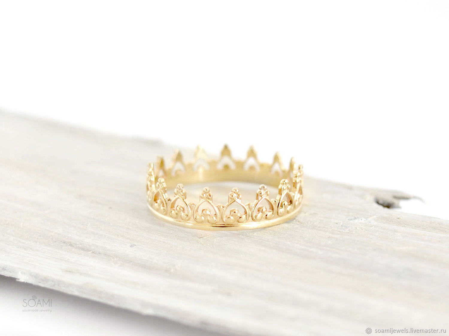 Кольцо корона из золота 585