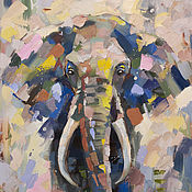Картины и панно handmade. Livemaster - original item Elephant oil painting to order | Order a picture with animals. Handmade.