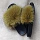 Flip-flops with arctic fox fur khaki. Flip flops. Warm gift. Online shopping on My Livemaster.  Фото №2