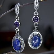 Украшения handmade. Livemaster - original item Sterling silver earrings with natural stones. Earrings made of silver with a blue stone. Handmade.