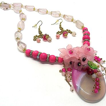 Сувениры и подарки ручной работы. Ярмарка Мастеров - ручная работа Колье и серьги - ЦВЕТОЧНАЯ КАРАМЕЛЬ. Handmade.