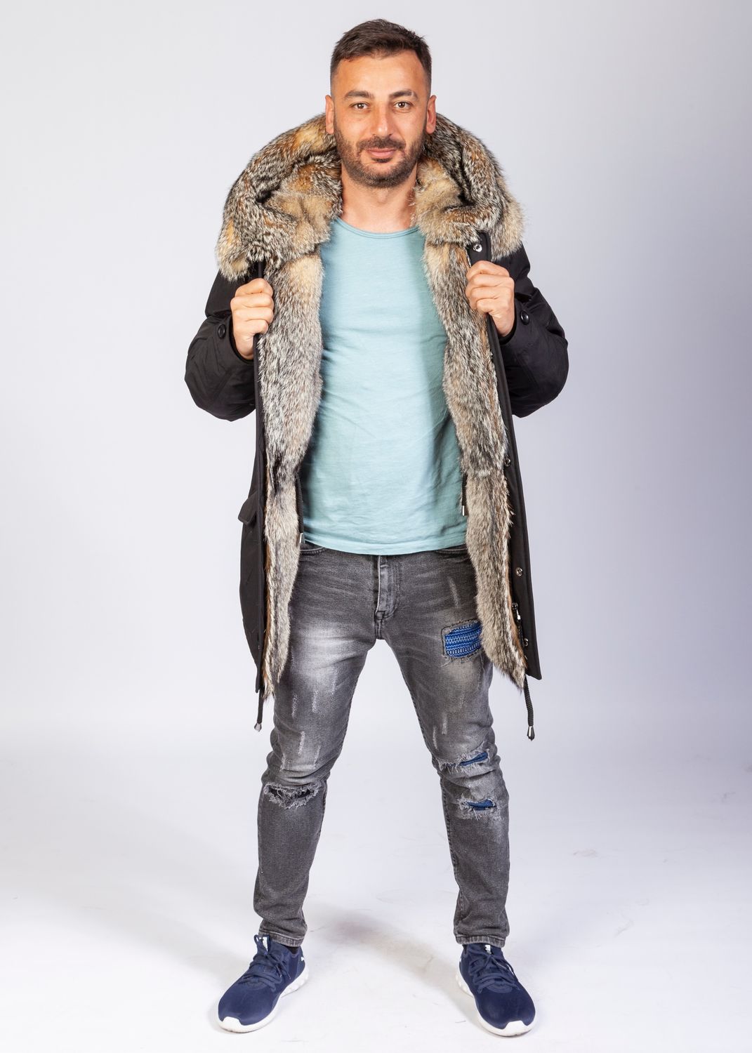 Куртка just Cavalli мужская зимняя мех волка
