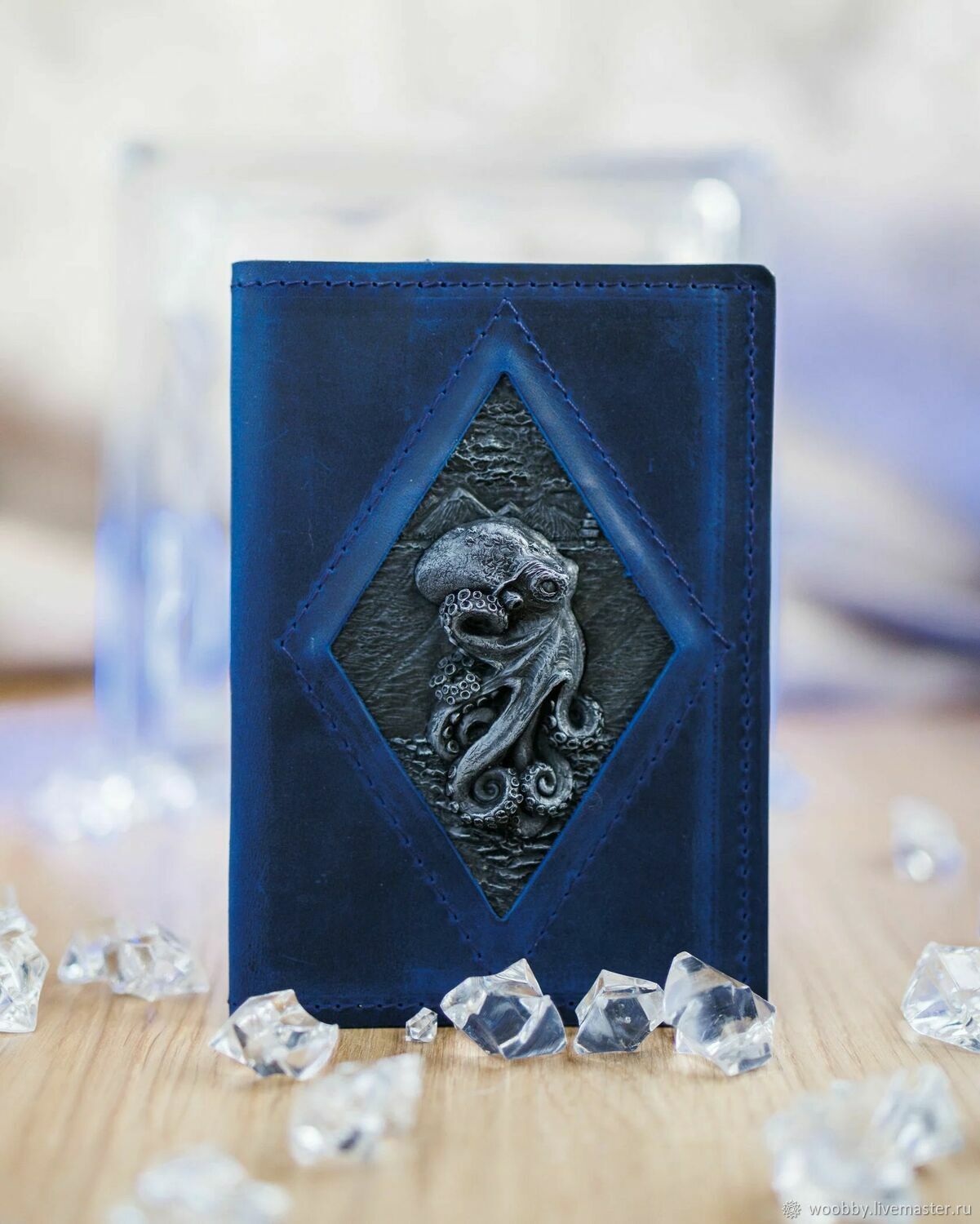 Passport cover made of leather 'Sea depths'. Cobalt, Passport cover, Moscow,  Фото №1