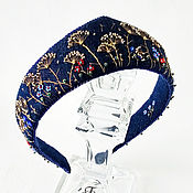 Украшения handmade. Livemaster - original item Denim headband with Lawn embroidery. Handmade.