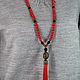 Order Long necklace with pendant with silk brush made of howlite and shungite. Magic box. Livemaster. . Necklace Фото №3