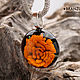 Orange rose - Lens Pendant Beads lampwork artisan flower transparent. Pendant. Branzuletka (Branzuletka). My Livemaster. Фото №5