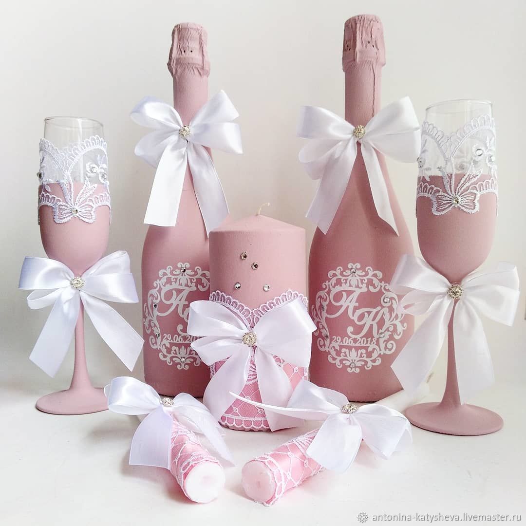 Свадебные наборы бело розовые своими руками