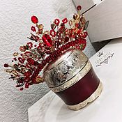 Украшения handmade. Livemaster - original item Red Crown, Red Tiara, Red Gold Crown, Golden Crown. Handmade.