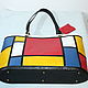 Order Leather tote bag Mondrian.red yellow black bag "Squares". Leather  Art  Phantasy. Livemaster. . Tote Bag Фото №3