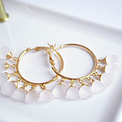 Украшения handmade. Livemaster - original item Rhinestone Ring Earrings, gilt, matte. Handmade.