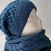 Аксессуары handmade. Livemaster - original item Set of knitted blue frost. Handmade.