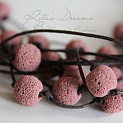 Украшения handmade. Livemaster - original item Beads of volcanic lava, Dusty rose, multi-row cord is short. Handmade.
