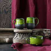 Керамическая чайная пара ручной работы из черной глины