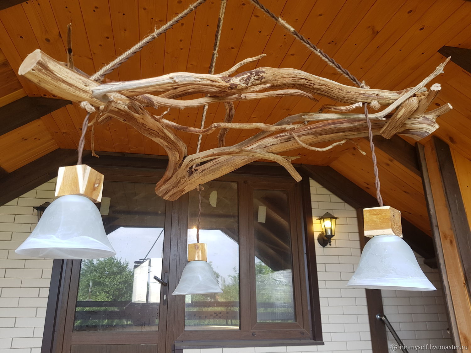 Люстра лофт из дерева можжевельника в интернет-магазине Ярмарка ...