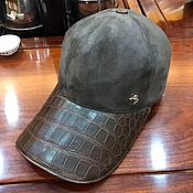Аксессуары handmade. Livemaster - original item Baseball cap made of genuine crocodile leather and suede to order.. Handmade.
