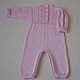 Knitted soft pink romper with a pattern of braids. Overall for children. 4 children-baby. My Livemaster. Фото №4