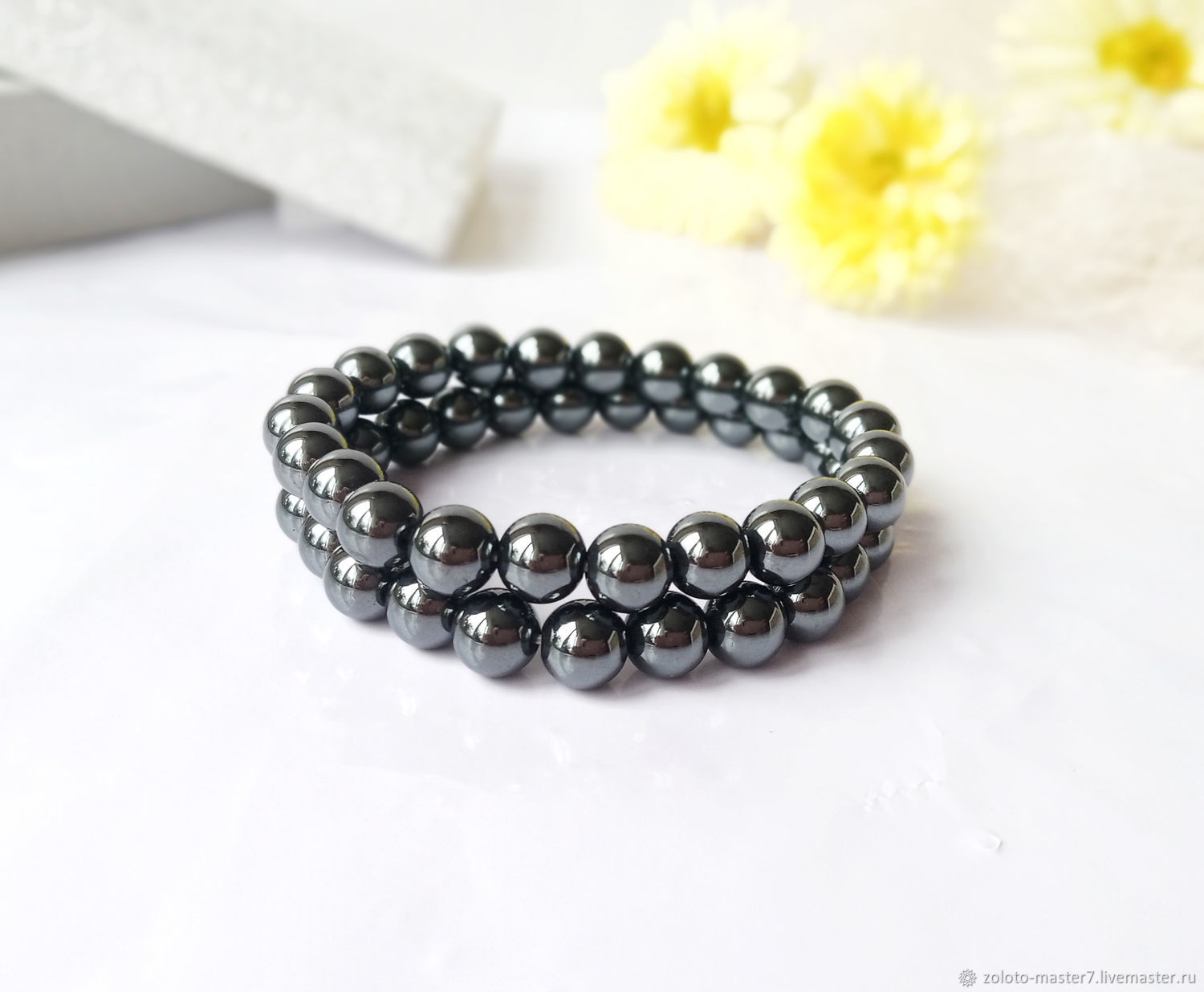 bracelet made of hematite. Beads 8 mm, Bead bracelet, Chaikovsky,  Фото №1