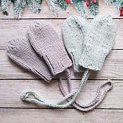 Работы для детей, handmade. Livemaster - original item Knitted baby mittens for newborns. Handmade.