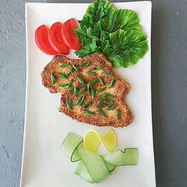 Шницель с овощами и зеленью. . Сувениры и подарки ручной работы - Ярмарка Мастеров Сувениры и подарки ручной работы. Ярмарка Мастеров - ручная работа Шницель с овощами и зеленью. Handmade.