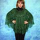 Green poncho,Hand knitted poncho,Crochet poncho,Warm poncho. Ponchos. Oksana (superplatok). Online shopping on My Livemaster.  Фото №2