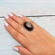 925 Sterling Silver Ring with Oval Black Obsidian IV0097. Rings. Sunny Silver. Online shopping on My Livemaster.  Фото №2
