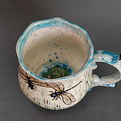Посуда handmade. Livemaster - original item A mug with a surprise Frog and dragonflies