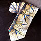 Natural Pure silk handcrafted painted tie. Amber color necktie, Ties, Trakai,  Фото №1
