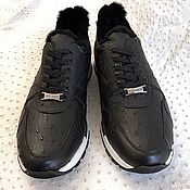 Обувь ручной работы handmade. Livemaster - original item Sneakers made of genuine ostrich leather, winter version with fur.. Handmade.