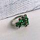 Серебряное кольцо с изумрудами "Emerald Flower". Кольца. Charisme. Интернет-магазин Ярмарка Мастеров.  Фото №2