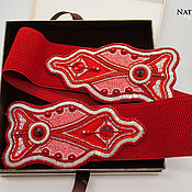 Аксессуары handmade. Livemaster - original item Belt red wide beads Swarovski 