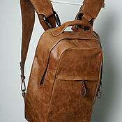 Сумки и аксессуары handmade. Livemaster - original item Backpack made of thick red leather with carabiners.. Handmade.