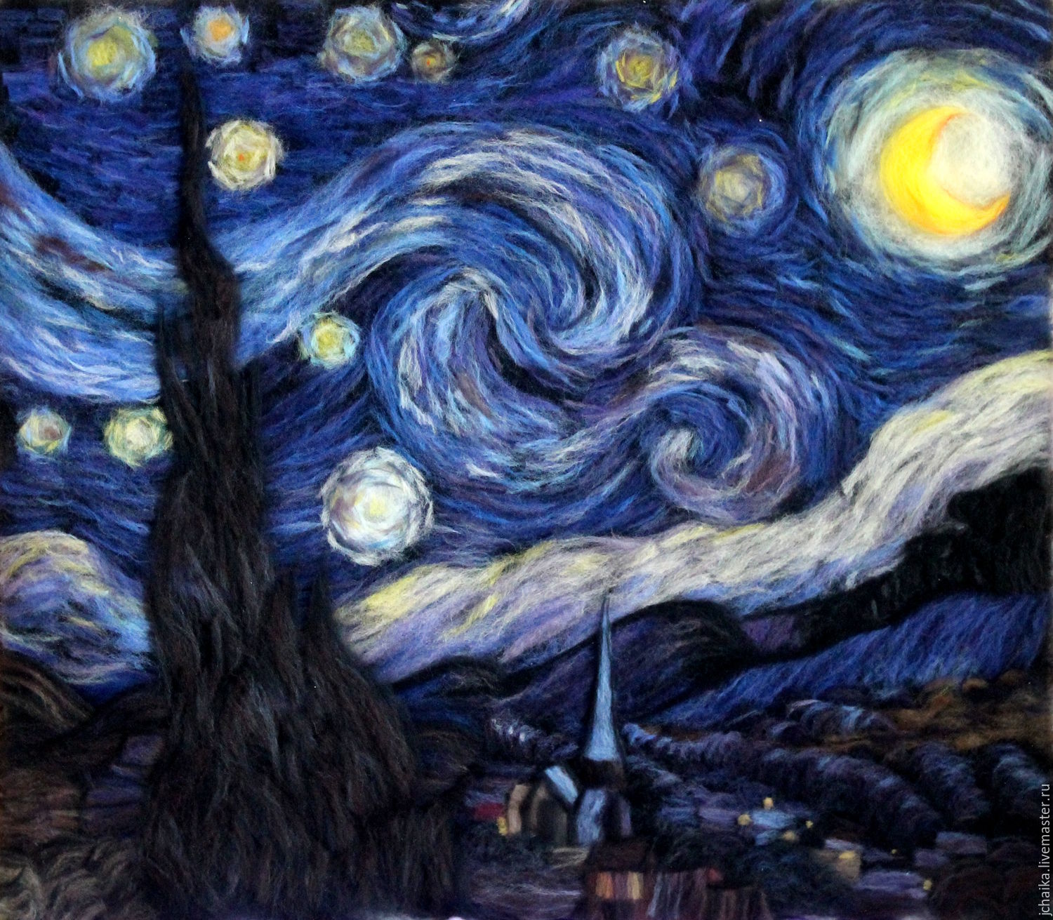 Автор картины ночью. «Звёздная ночь» Ван Гог. Звёздная ночь Ван Гог картина шерстью. Зимняя Лунная ночь Ван Гог. Гюго картина Звездная ночь.