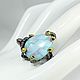 Order Silver ring with larimar, chrysolite, and sapphire. OuroborosJwlry. Livemaster. . Rings Фото №3