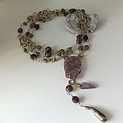 Украшения handmade. Livemaster - original item Necklace made of lepidolite, tourmaline and garnet. Handmade.
