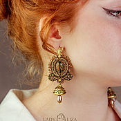 Украшения handmade. Livemaster - original item Earrings with Jasper. Soutache embroidered earrings with natural stones. Tamil. Handmade.
