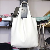 Сумки и аксессуары handmade. Livemaster - original item Bag T-shirt leather White Bag String bag Huge Package T-shirt Shopper Bag. Handmade.