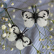 Парная брошь - бабочки "Голубянки Икар"