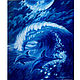 Картина Дельфины Луна Море Волна Холст масло 60х50, Картины, Миасс,  Фото №1