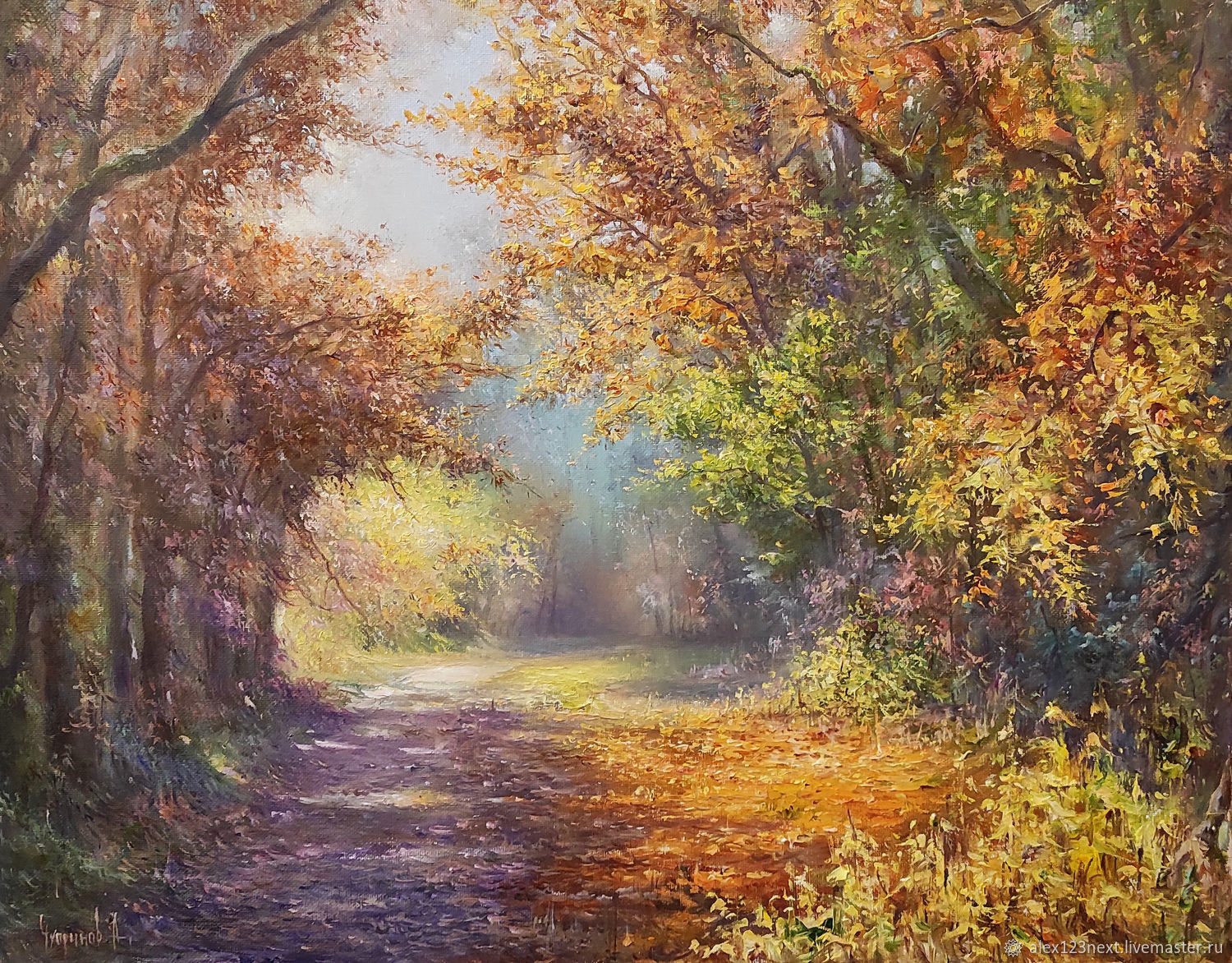 Картина маслом "Солнечная аллея" – заказать на Ярмарке Мастеров ...