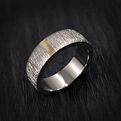 Украшения handmade. Livemaster - original item Titanium ring with gold insert and texture. Handmade.