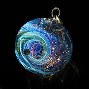 Украшения handmade. Livemaster - original item Pendant ball galaxy Golden constellation. Lampwork Glass Space. Handmade.