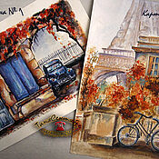 Картины и панно handmade. Livemaster - original item Pictures: Diptych watercolor urban landscapes AUTUMN PARIS. Handmade.