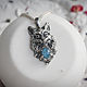 Silver Inari pendant with aquamarine. Pendants. Unusual Gemstone Jewelry. Online shopping on My Livemaster.  Фото №2