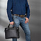 Leather business bag 'Ralph' (black). Classic Bag. Russian leather Guild. My Livemaster. Фото №6